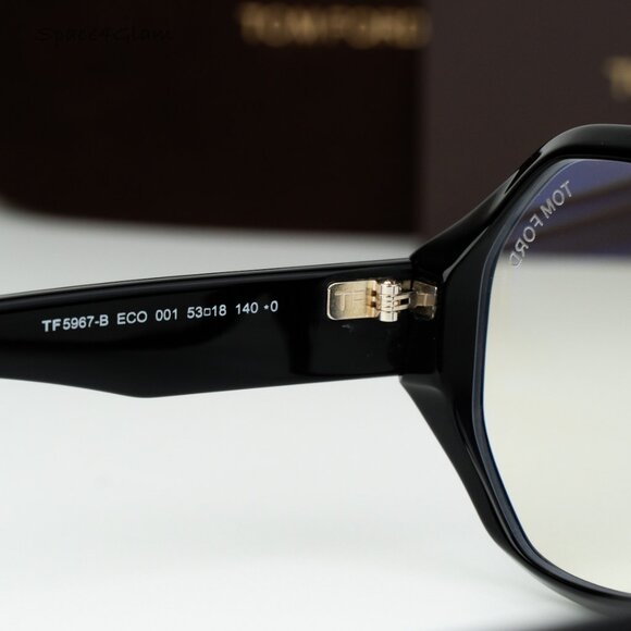 Tom Ford Woman Eyeglasses Black Blue Block Round FT5967-B 001 NEW AUTHENTIC - Picture 5 of 9